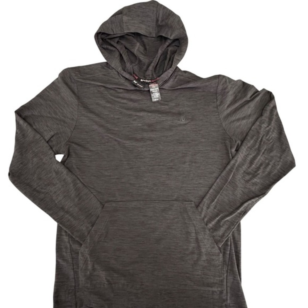Spyder Mens ProWEB Active Hoodie Charcoal Grey Space Dye Pullover Size M SPM835U